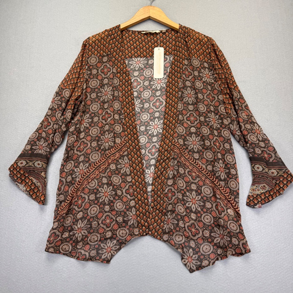 Soft Surroundings Regina Topper M Medium Autumn Multi Floral Open Front Cardigan